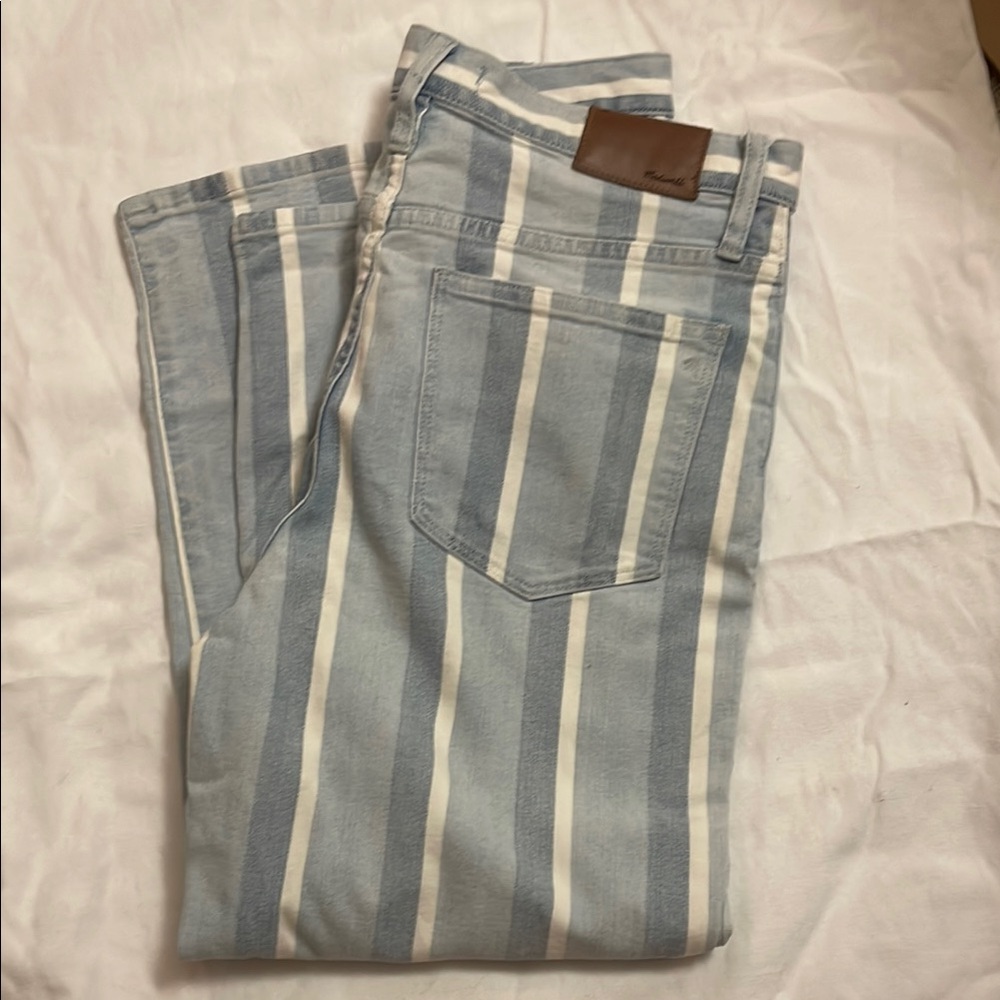 Madewell Slim Wide Leg Crop Striped Jeans